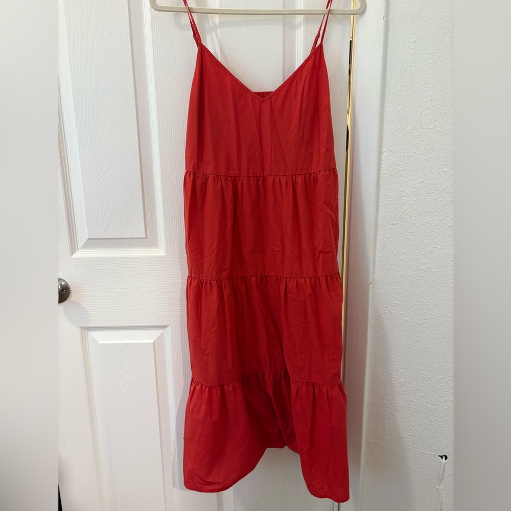 Abercrombie & Fitch Red Tiered Midi Dress